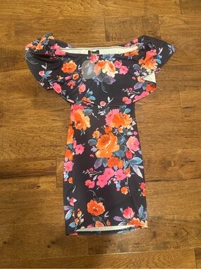 Club L Floral Off-Shoulder Bodycon Dress U.K. Size 6 (runs smaller than US size)